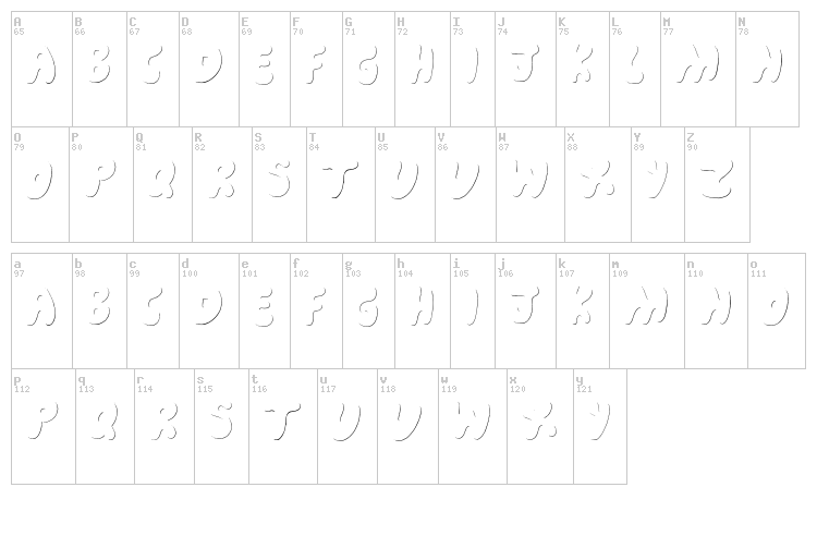 Cartoon Shadow font map